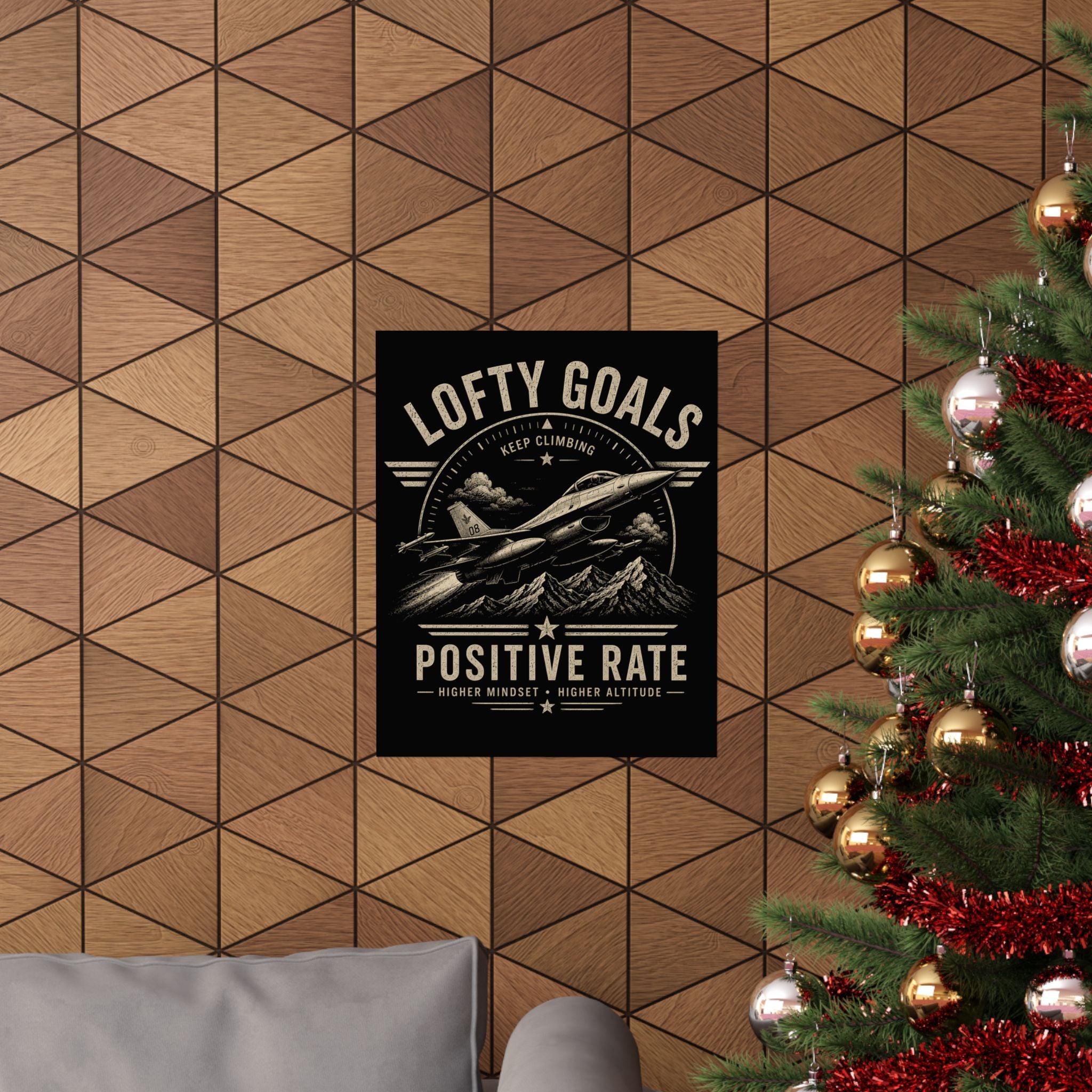Lofty Goals "Positive Rate" Aviation Poster – Motivational Jet Plane Wall Art