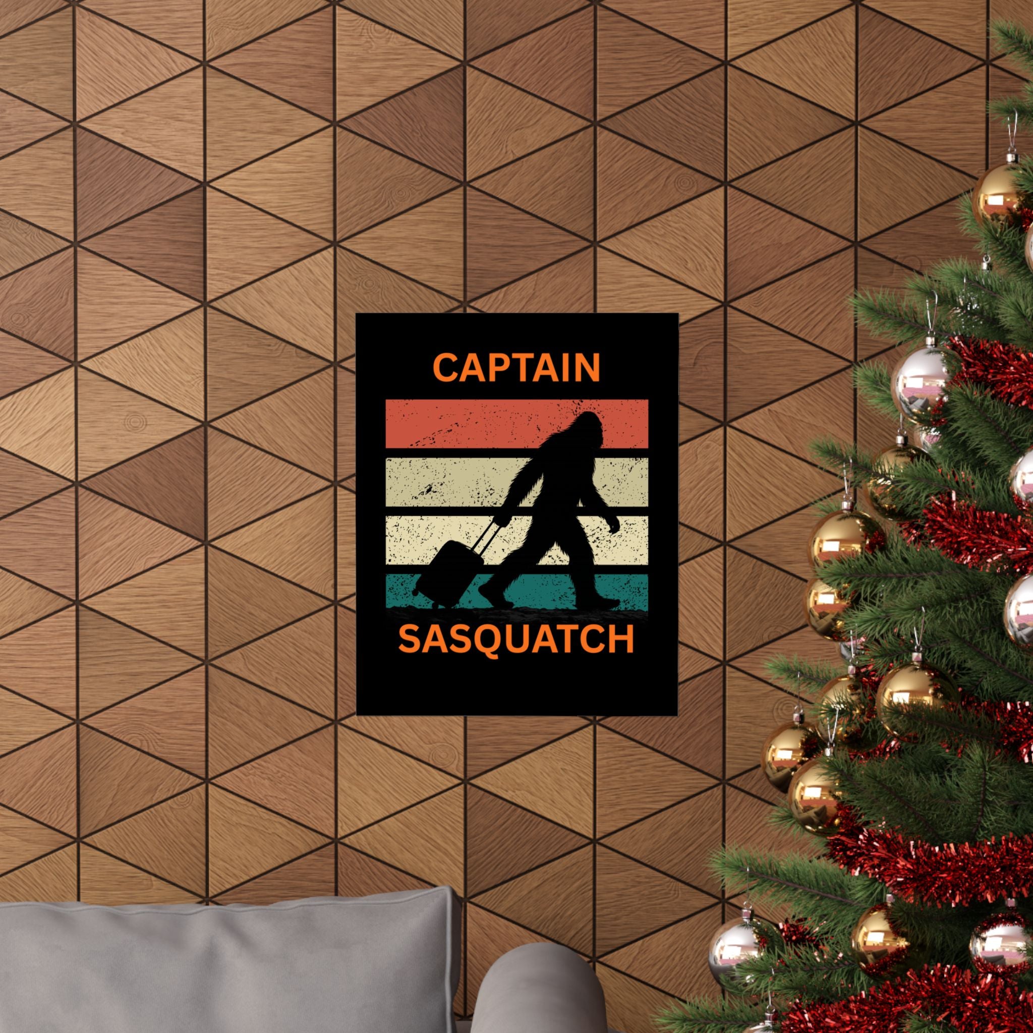Captain Sasquatch Vintage Travel Poster — Matte Vertical Wall Art