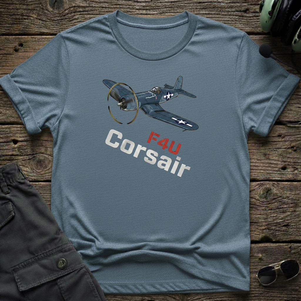 F4U front view - premium aviation tee for pilots