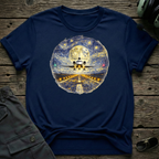 7X Starry Night pilot shirt front view - aviation art gift for pilots and art lovers