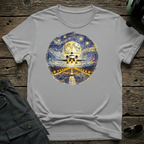 Starry night aviation t-shirt - unisex tee with Van Gogh inspired aircraft design