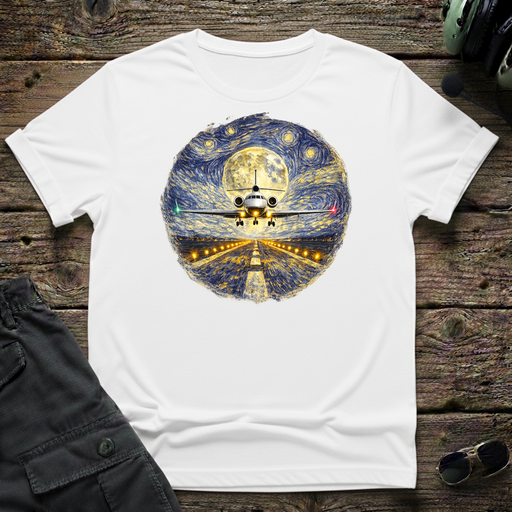 7X Starry Night T-Shirt - aviation art tee inspired by Van Gogh starry night