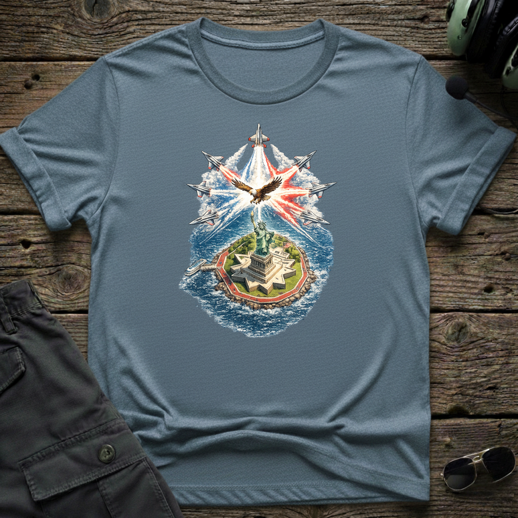 Liberty Jets lifestyle shot - Gildan 64000 ring-spun cotton aviation shirt