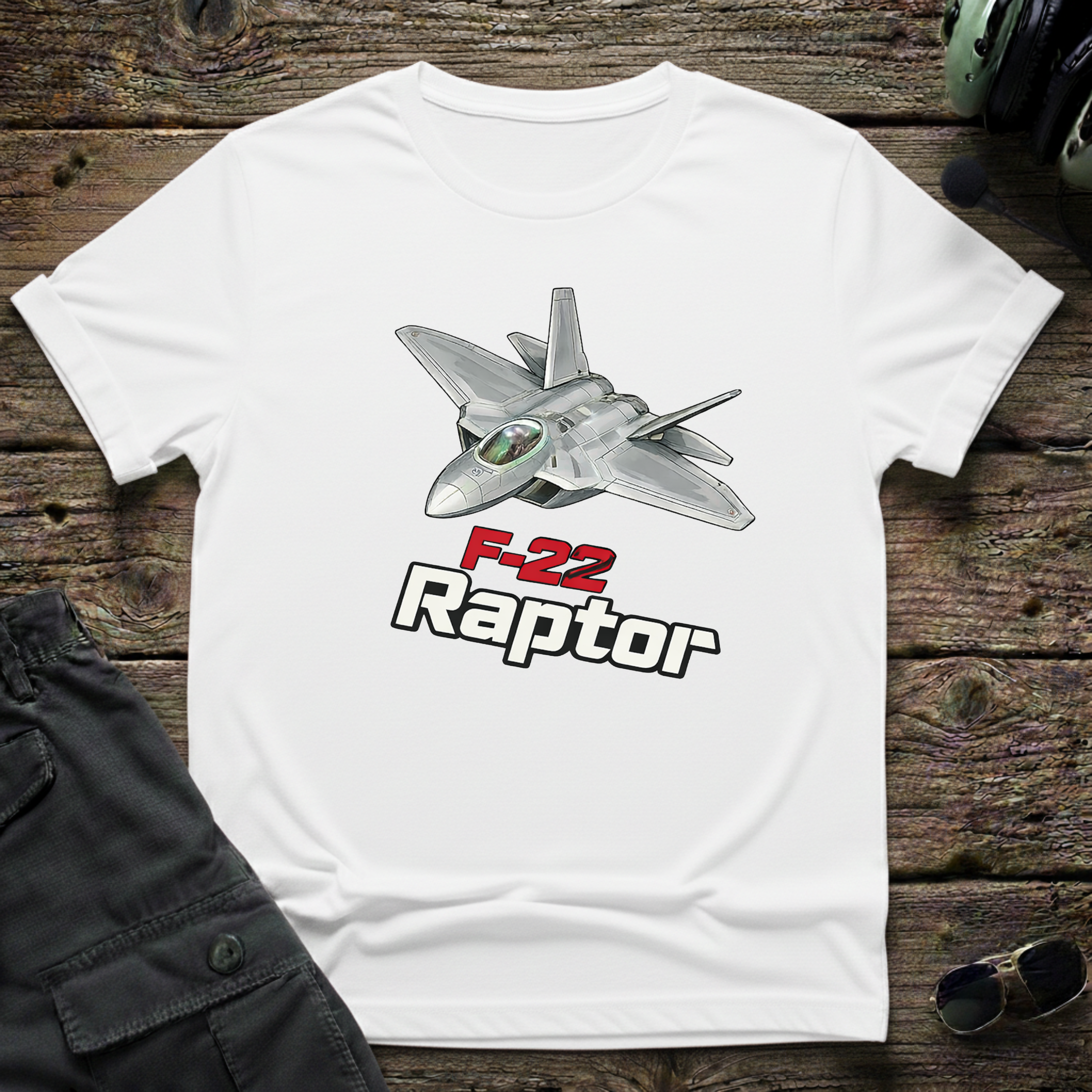 F22 Raptor front view - premium aviation tee for pilots