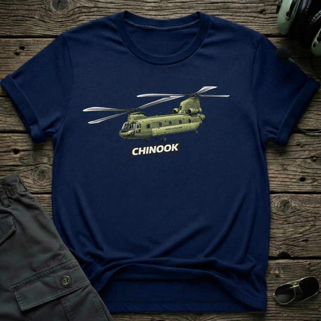 Chinook lifestyle shot - Gildan 64000 ring-spun cotton aviation shirt