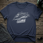 SR-71 Line Art lifestyle shot - Gildan 64000 ring-spun cotton aviation shirt
