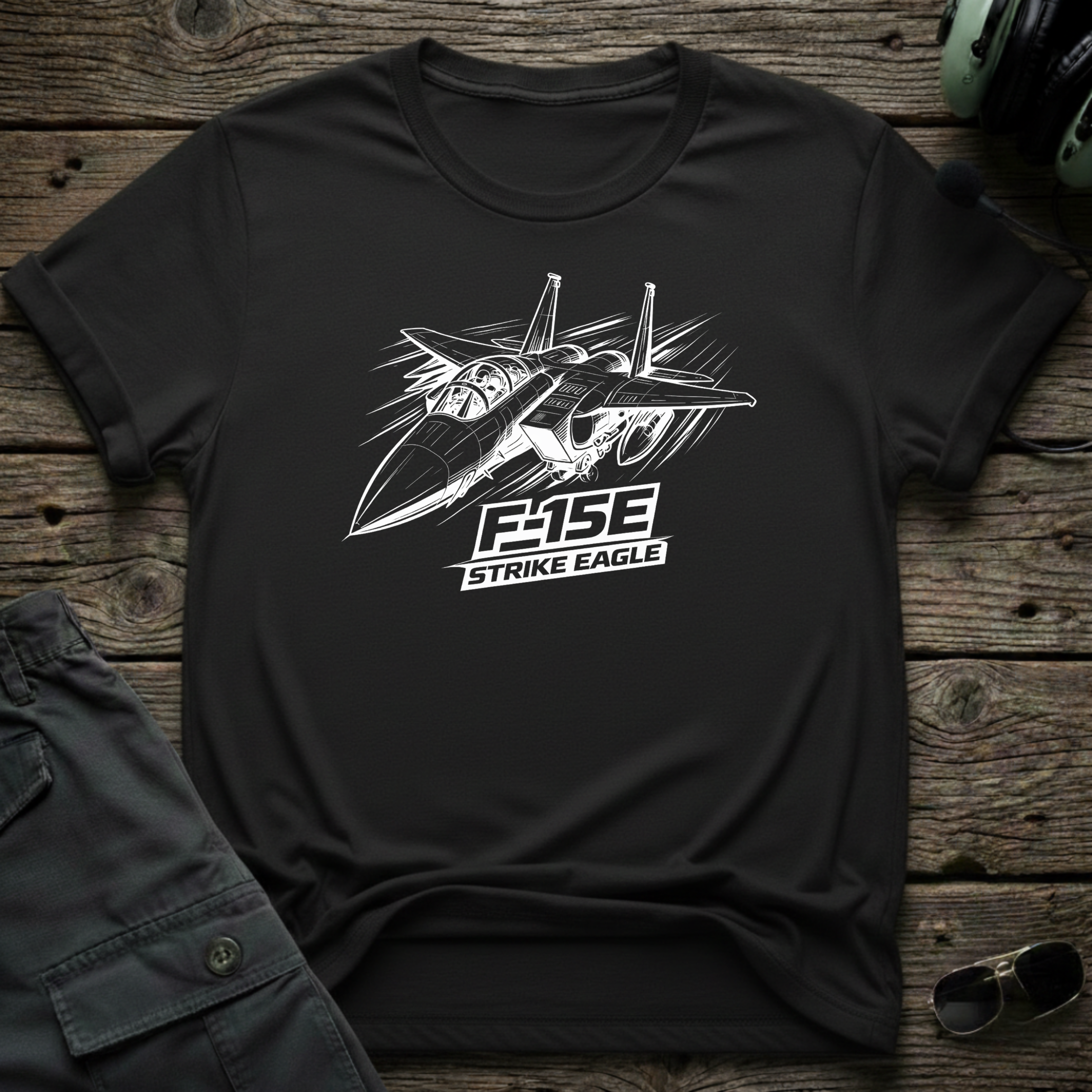 F-15E Line Art T-shirt — aviation t-shirt