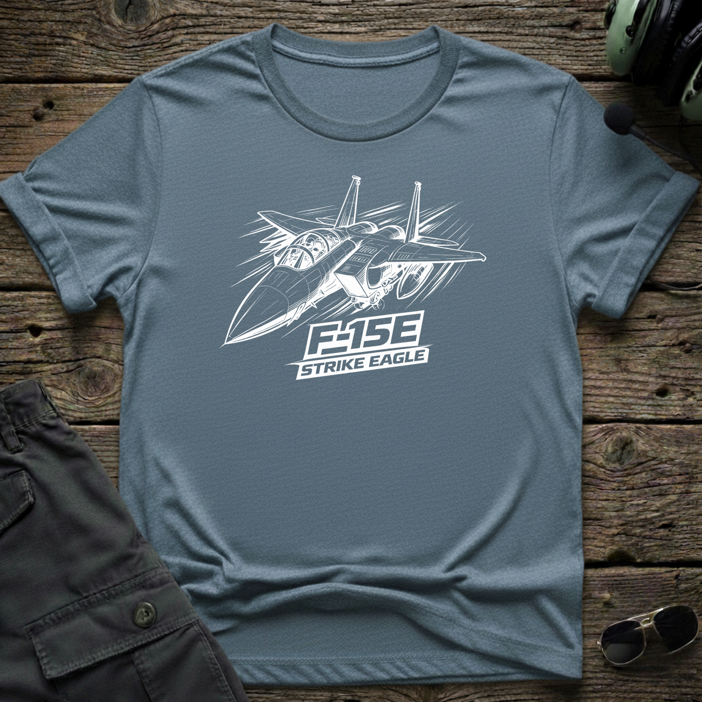F-15E Line Art front view - premium aviation tee for pilots
