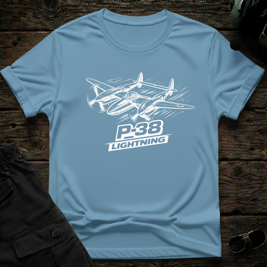 P-38 Lightning Line Art T-shirt — aviation apparel