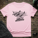 P-38 Lightning Line Art Dark - Cleared4Tees premium aviation apparel
