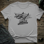 P-38 Lightning Line Art Dark front view - premium aviation tee for pilots