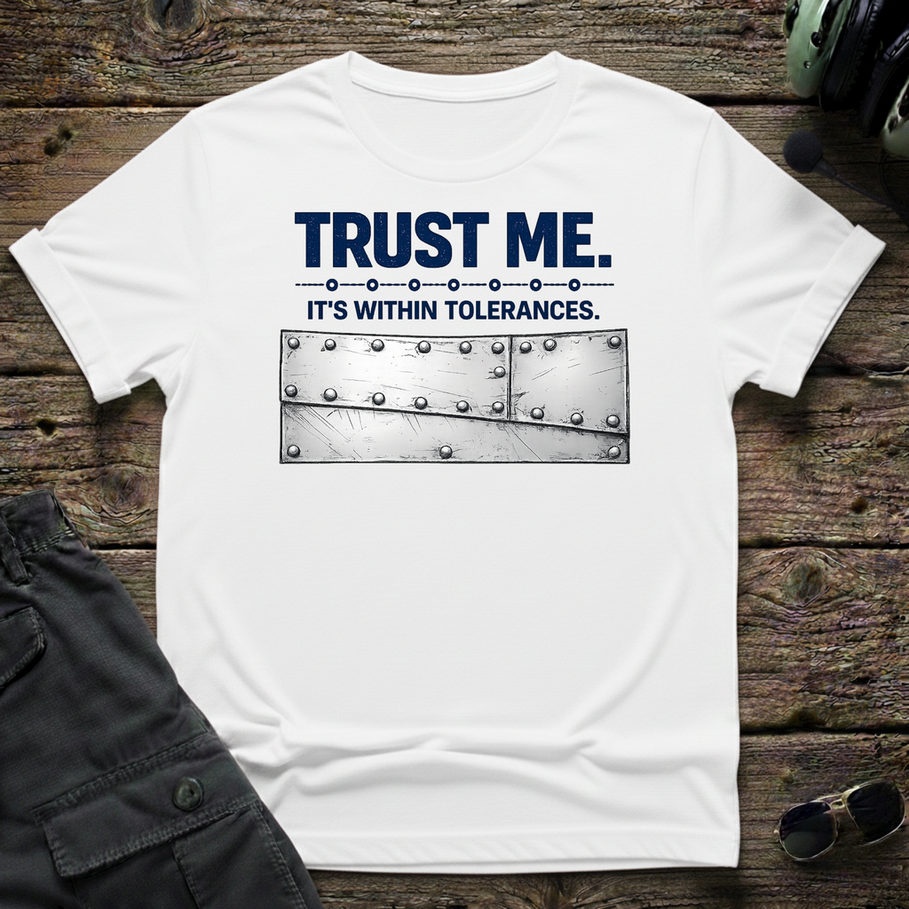 Trust Me front view - premium aviation tee for pilots
