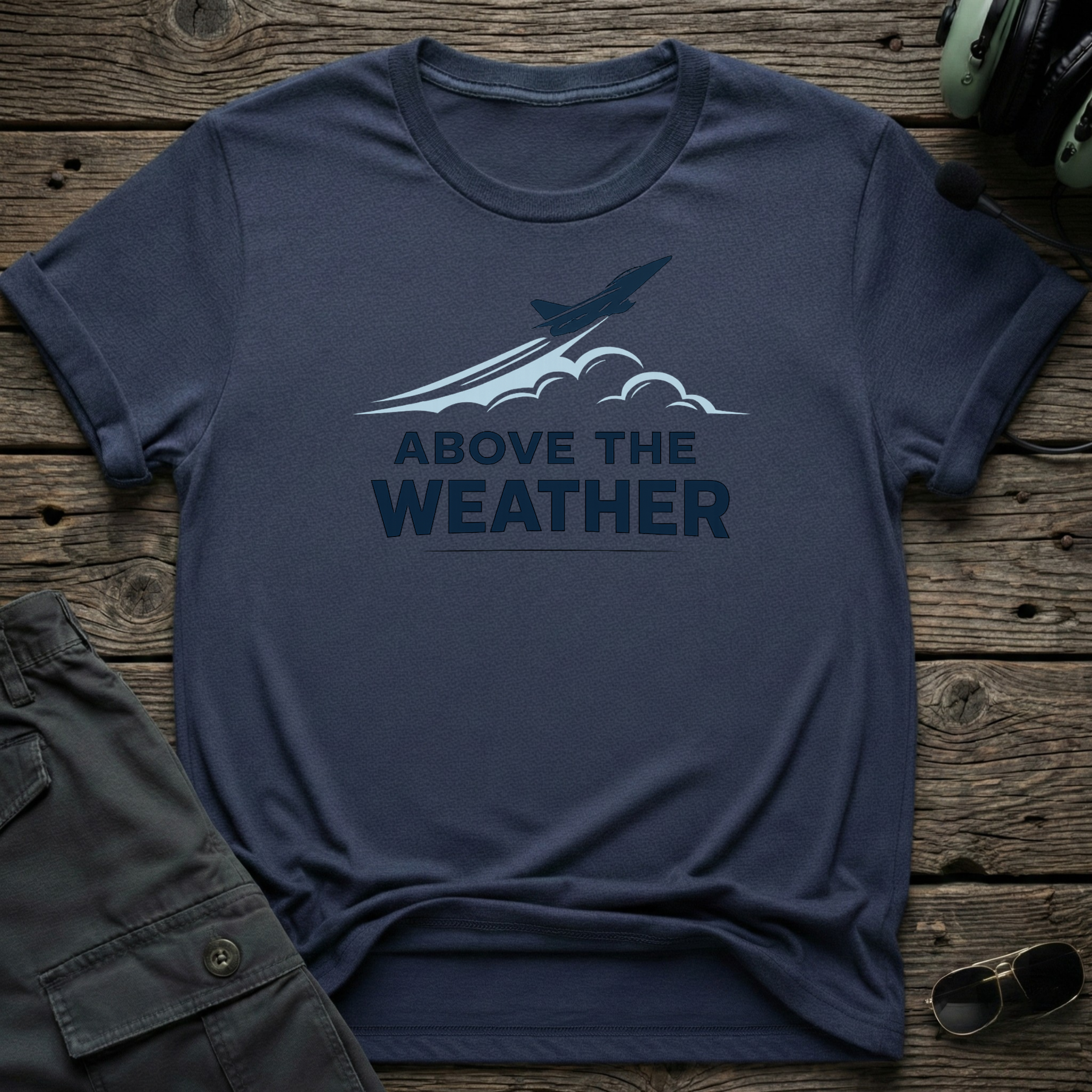 Above The Weather lifestyle shot - Gildan 64000 ring-spun cotton aviation shirt