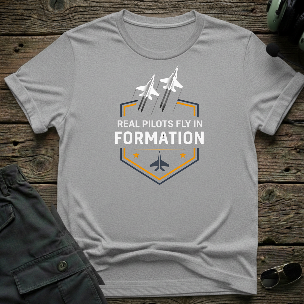 Real Pilots Fly In Formation T-shirt — aviation apparel
