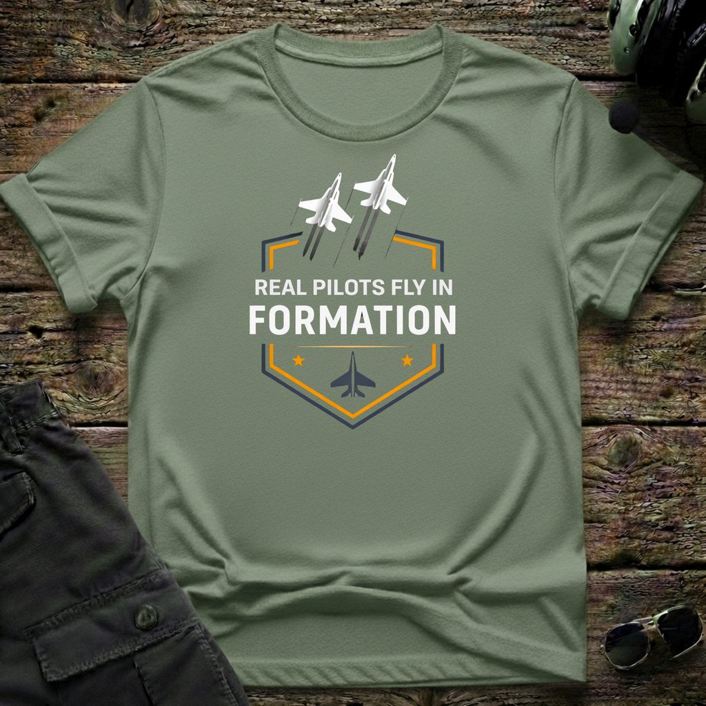 Real Pilots Fly In Formation T-shirt — aviation apparel