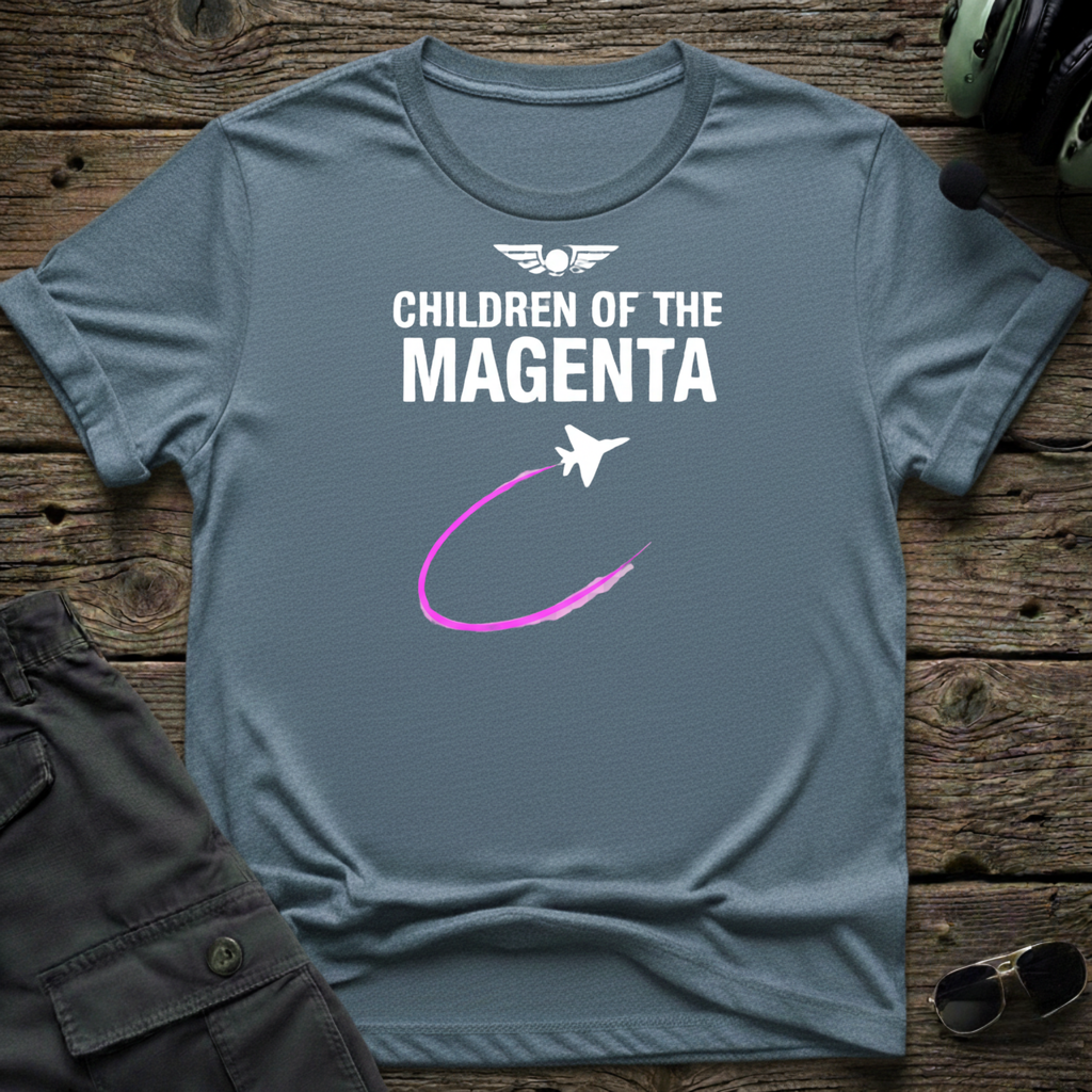Children of The Magenta lifestyle shot - Gildan 64000 ring-spun cotton aviation shirt