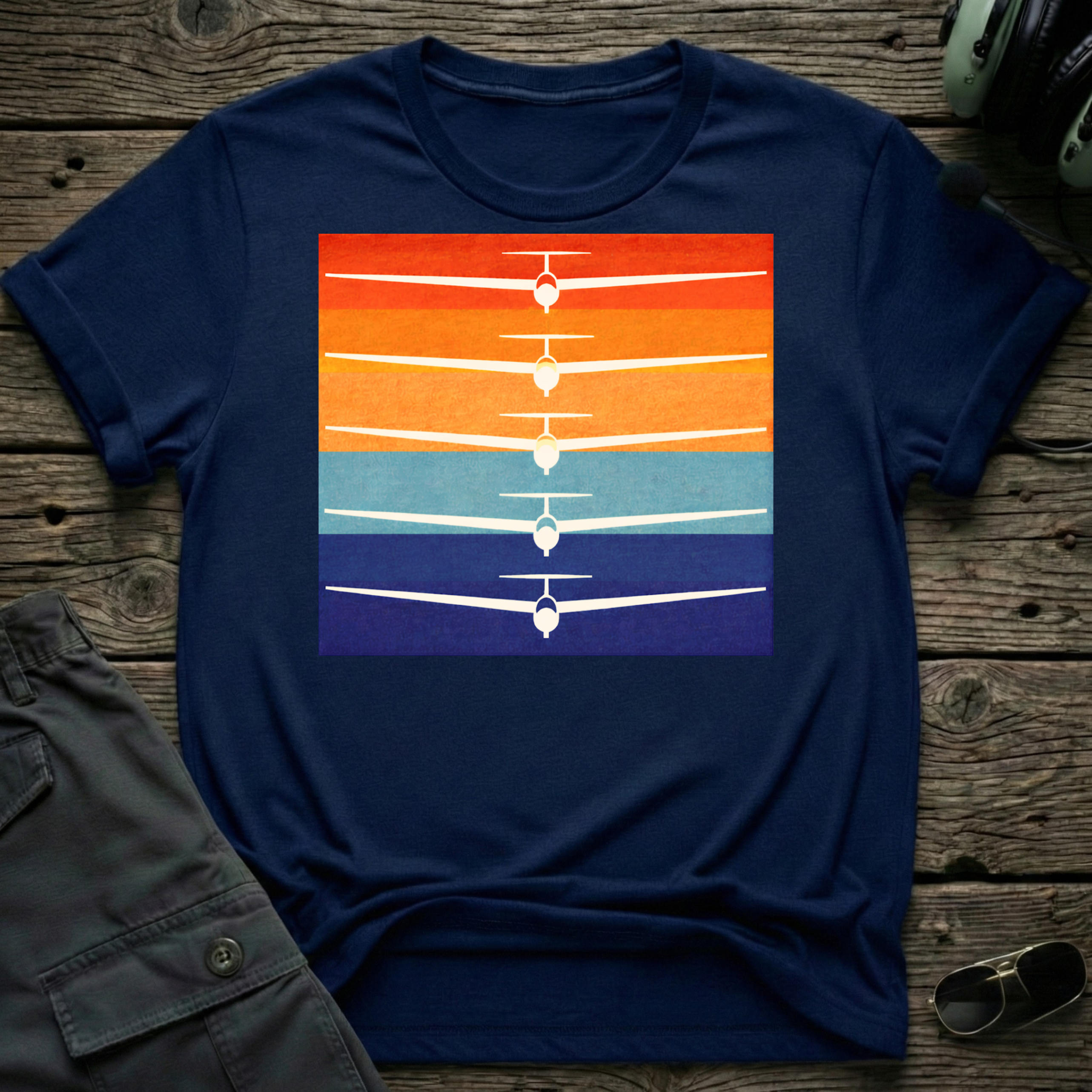 Sunset Glide unisex t-shirt - perfect gift for aviation lovers