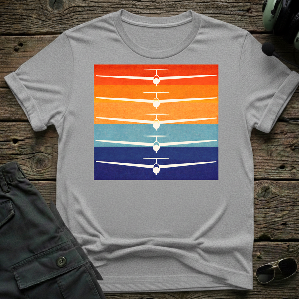 Sunset Glide lifestyle shot - Gildan 64000 ring-spun cotton aviation shirt
