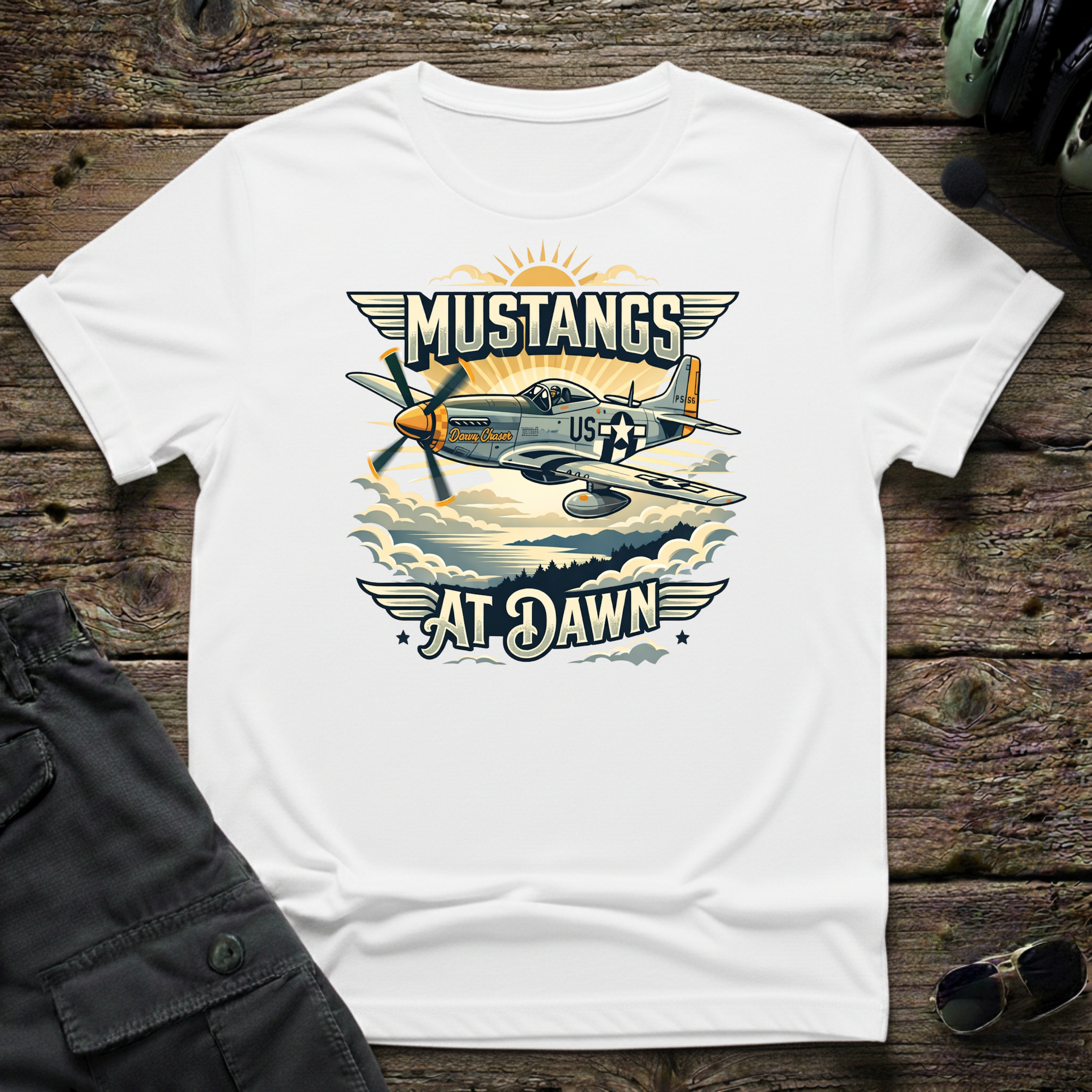 Mustangs at Dawn unisex t-shirt - perfect gift for aviation lovers