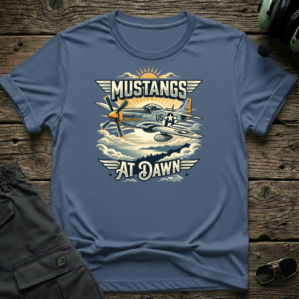 Mustangs at Dawn T-shirt — aviation apparel