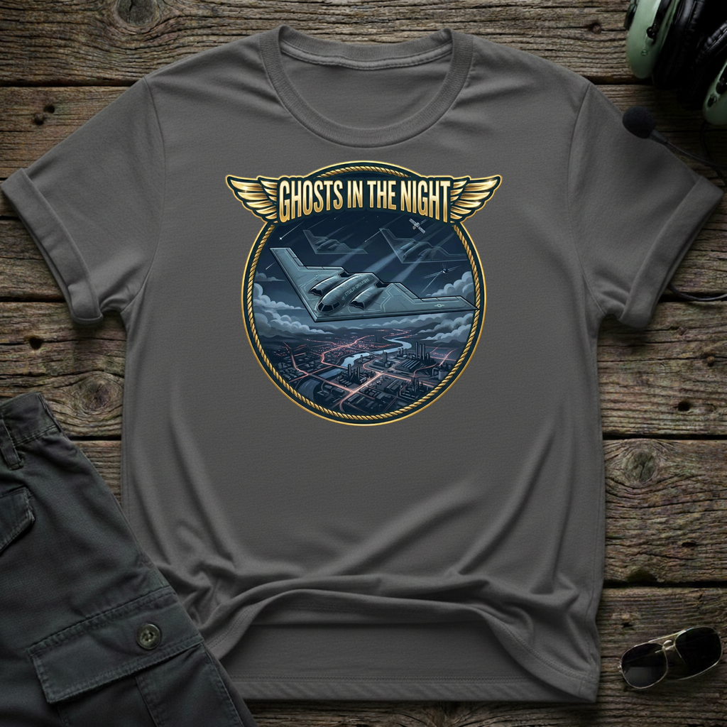 Ghosts in The Night front view - premium aviation tee for pilots