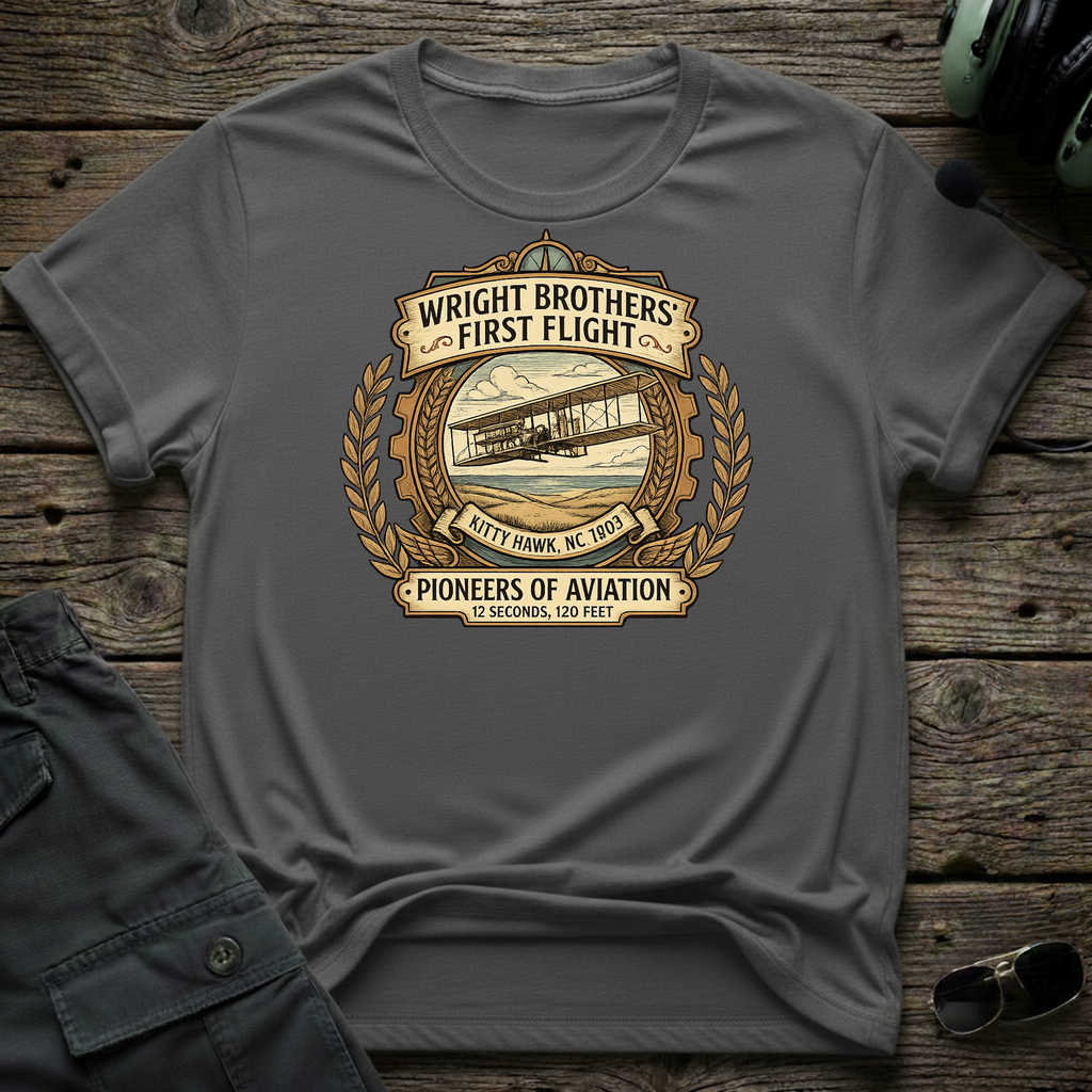 Wright Brothers front view - premium aviation tee for pilots