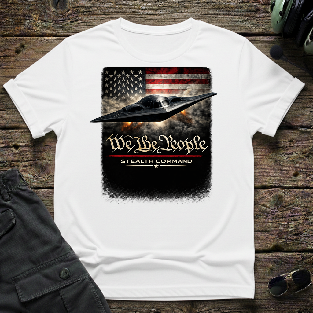 Stealth Command front view - premium aviation tee for pilots