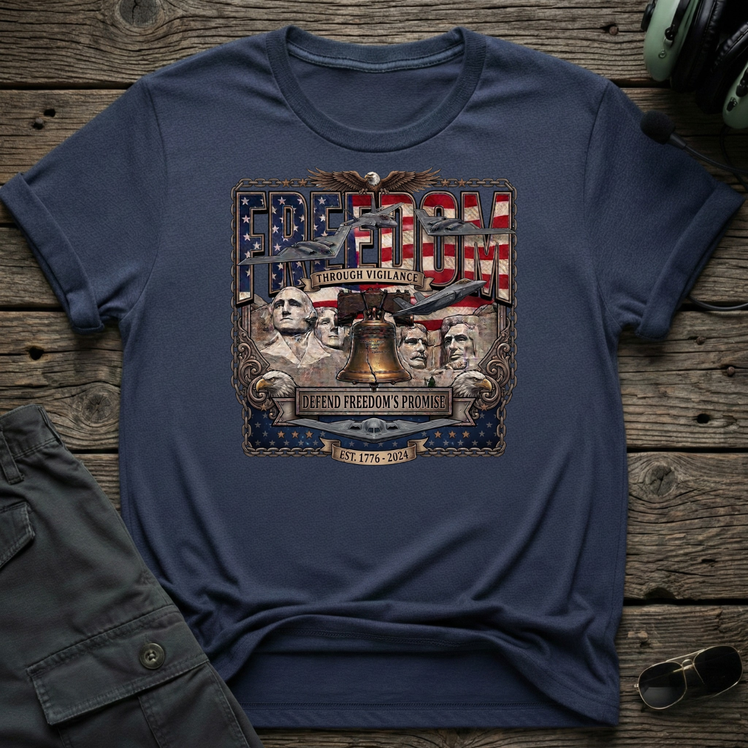 Defending Freedoms Promise lifestyle shot - Gildan 64000 ring-spun cotton aviation shirt