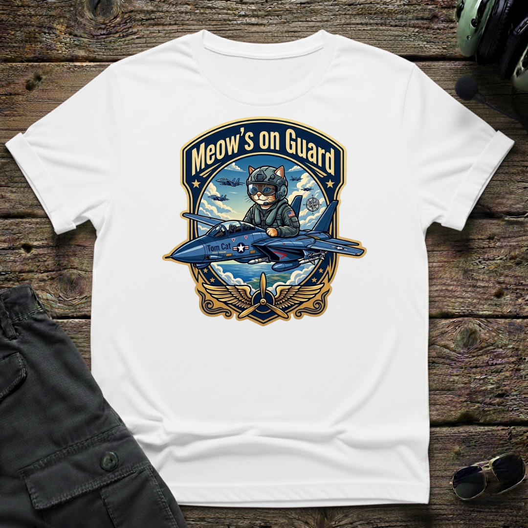 Meow's On Guard unisex t-shirt - perfect gift for aviation lovers