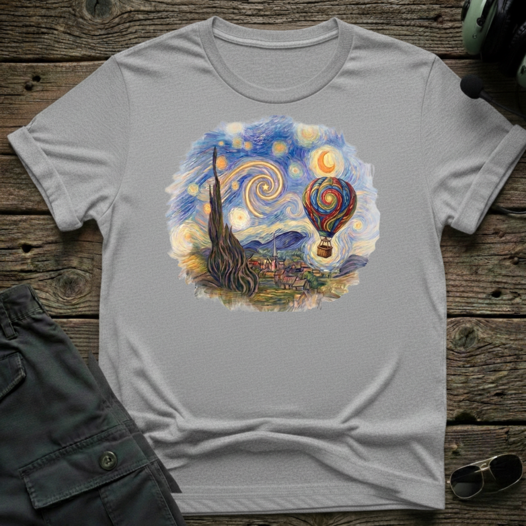 Starry Balloon lifestyle shot - Gildan 64000 ring-spun cotton aviation shirt