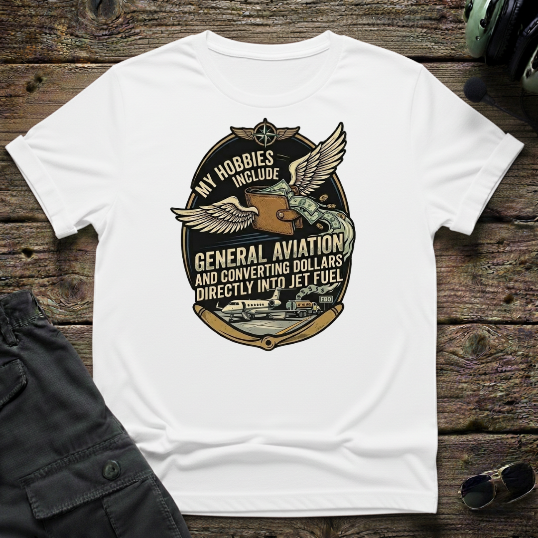 Dollars to Fuel front view - premium aviation tee for pilots