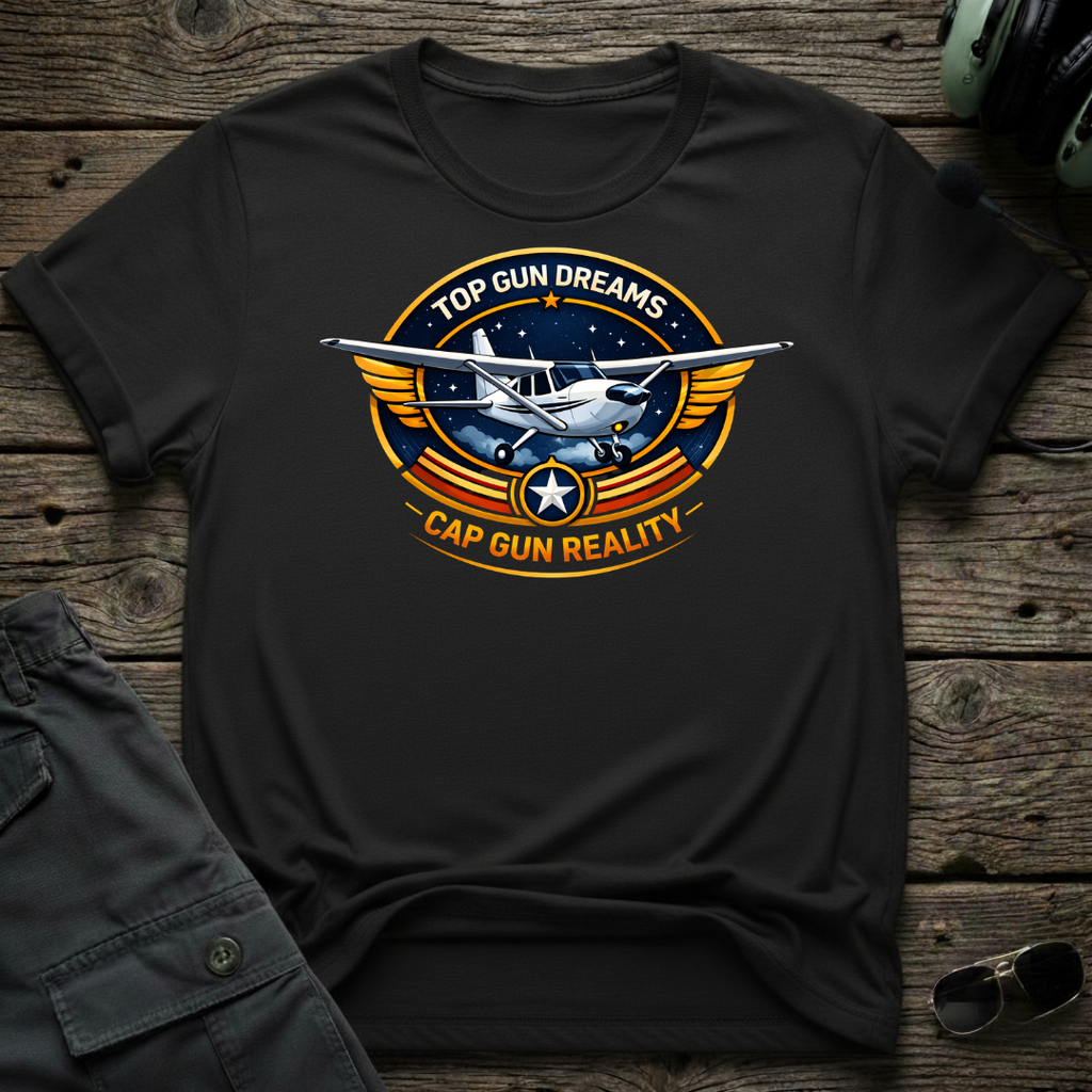 Cap Gun Reality lifestyle shot - Gildan 64000 ring-spun cotton aviation shirt