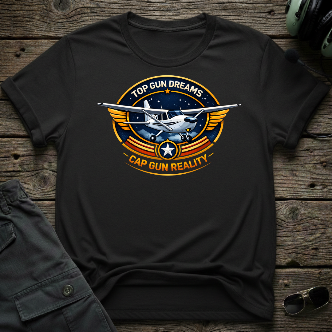 Cap Gun Reality lifestyle shot - Gildan 64000 ring-spun cotton aviation shirt