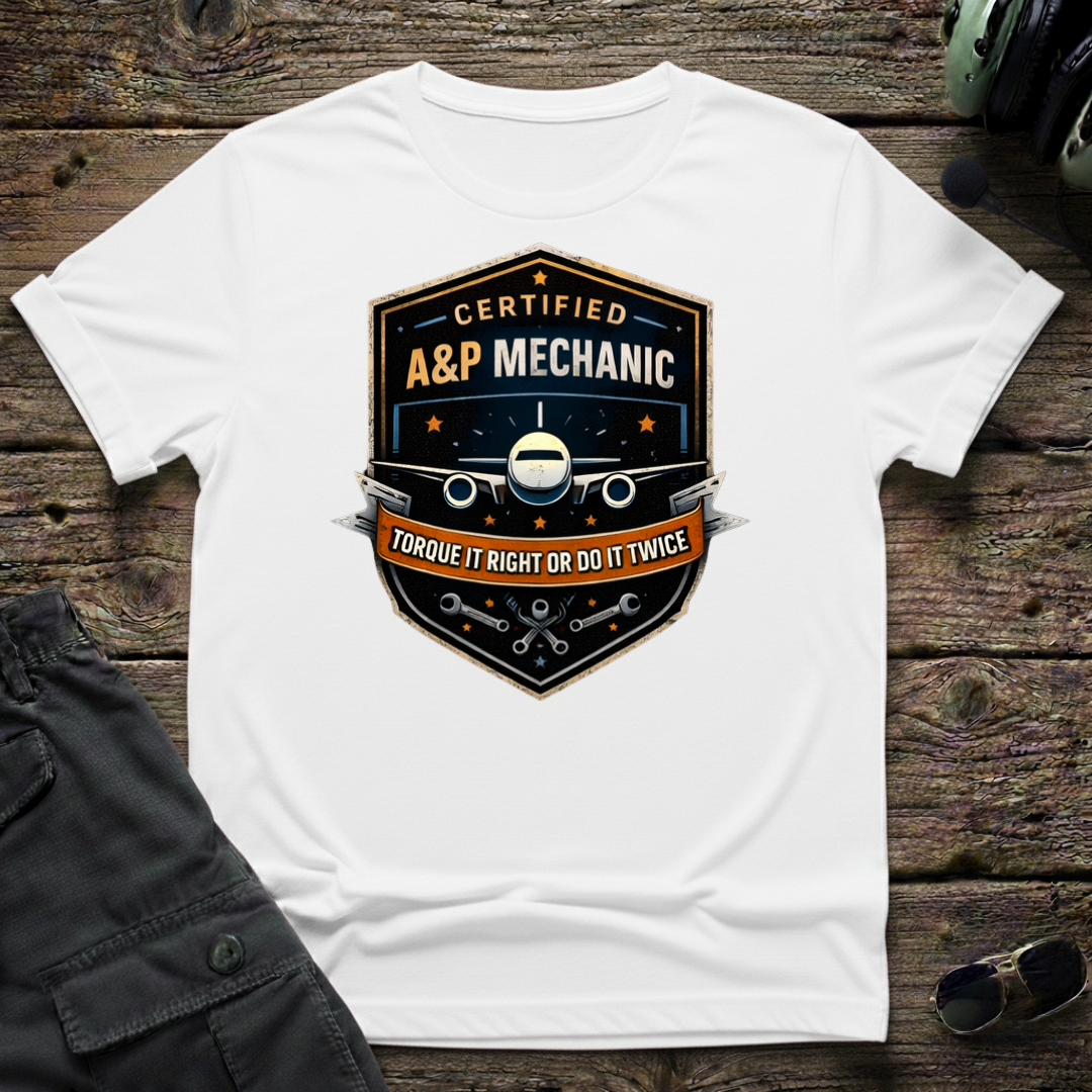 Torque It Right front view - premium aviation tee for pilots