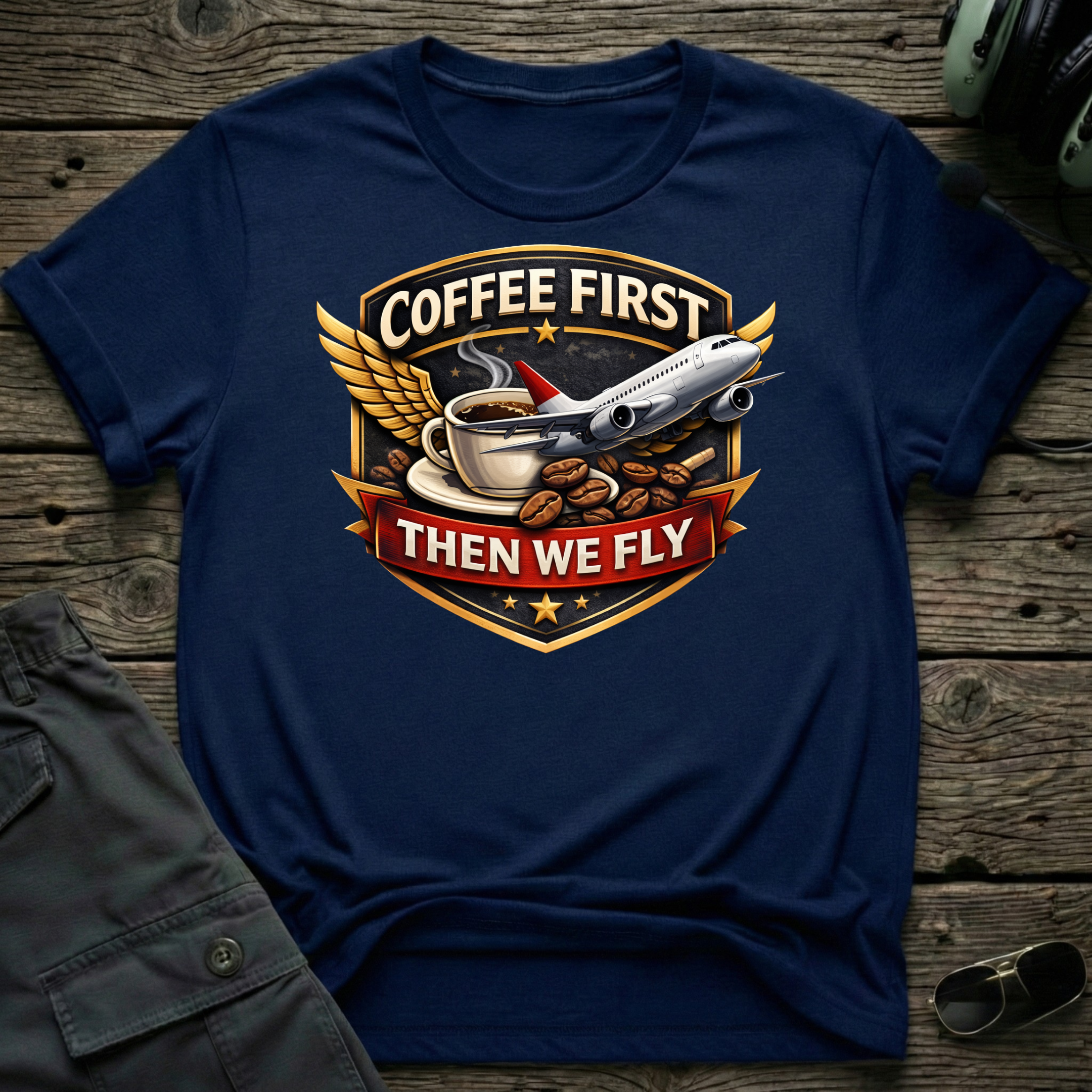 Coffee First unisex t-shirt - perfect gift for aviation lovers