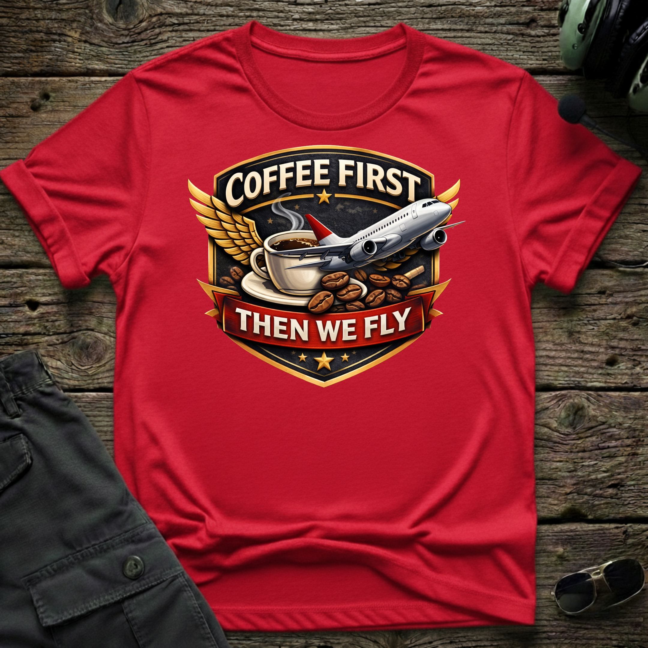 Coffee First T-shirt — aviation apparel