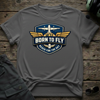 Born to Fly front view - premium aviation tee for pilots