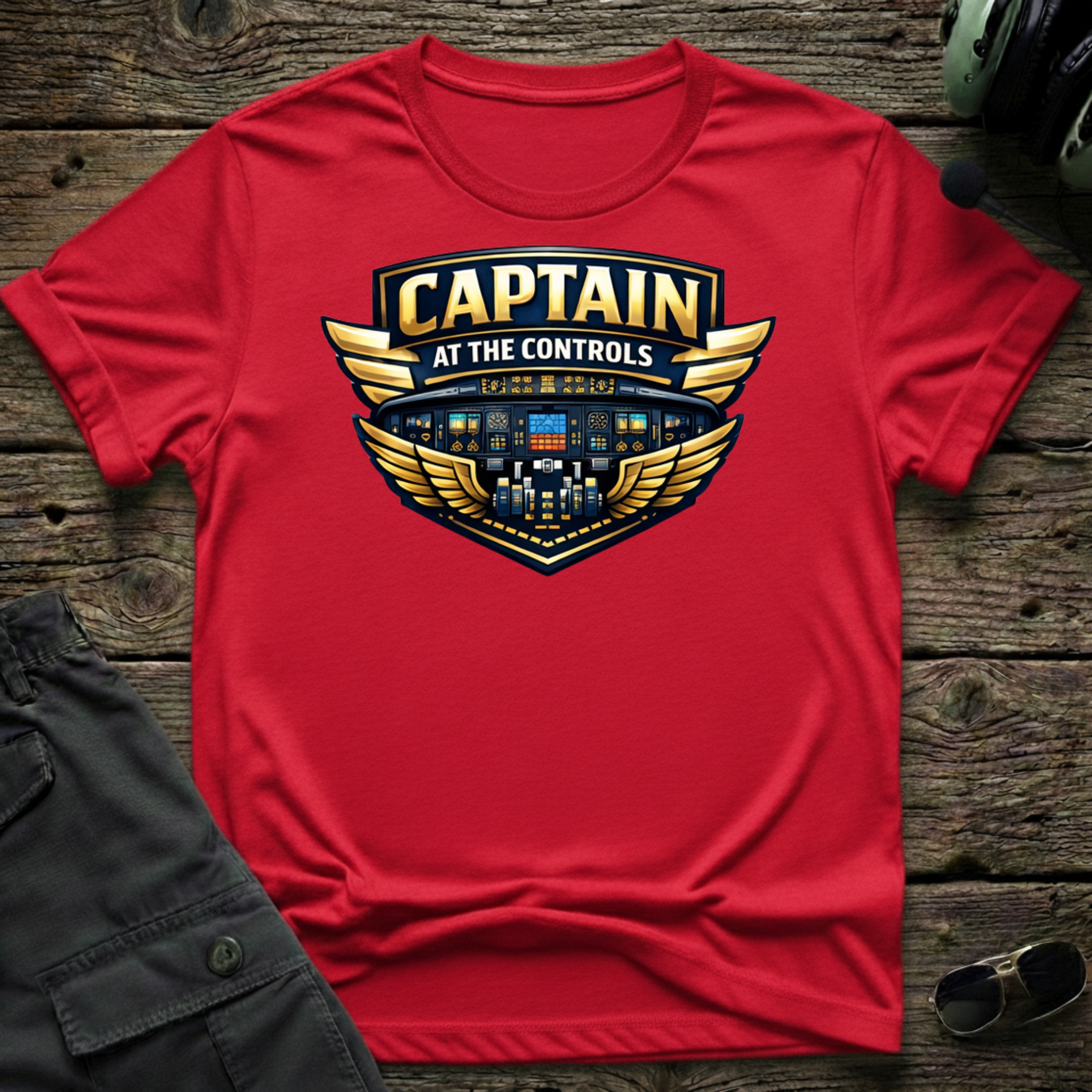 Capt at Controls T-shirt — aviation t-shirt