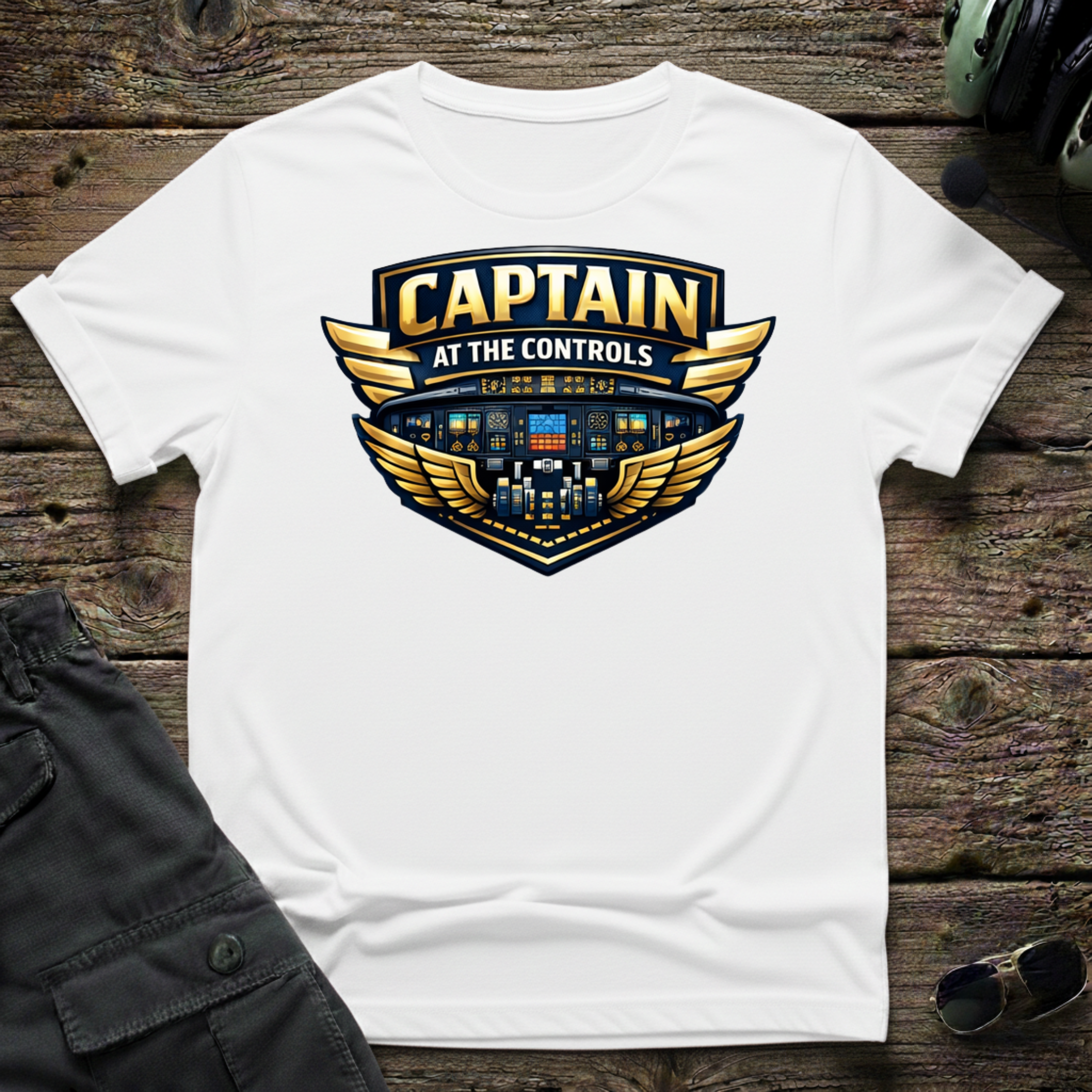 Capt at Controls unisex t-shirt - perfect gift for aviation lovers