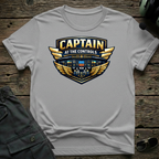 Capt at Controls lifestyle shot - Gildan 64000 ring-spun cotton aviation shirt