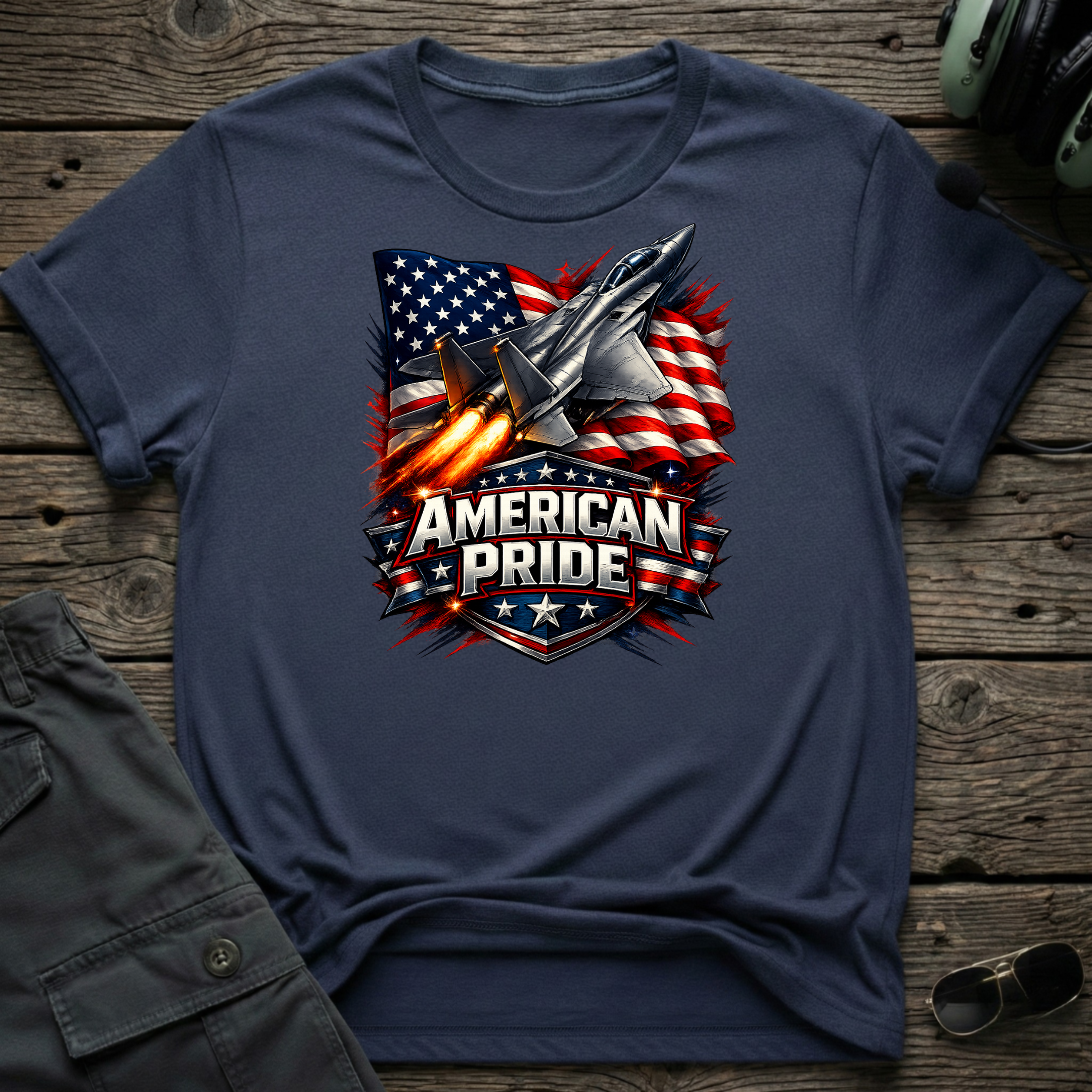 American Pride lifestyle shot - Gildan 64000 ring-spun cotton aviation shirt