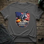 Proudly Served front view - premium aviation tee for pilots