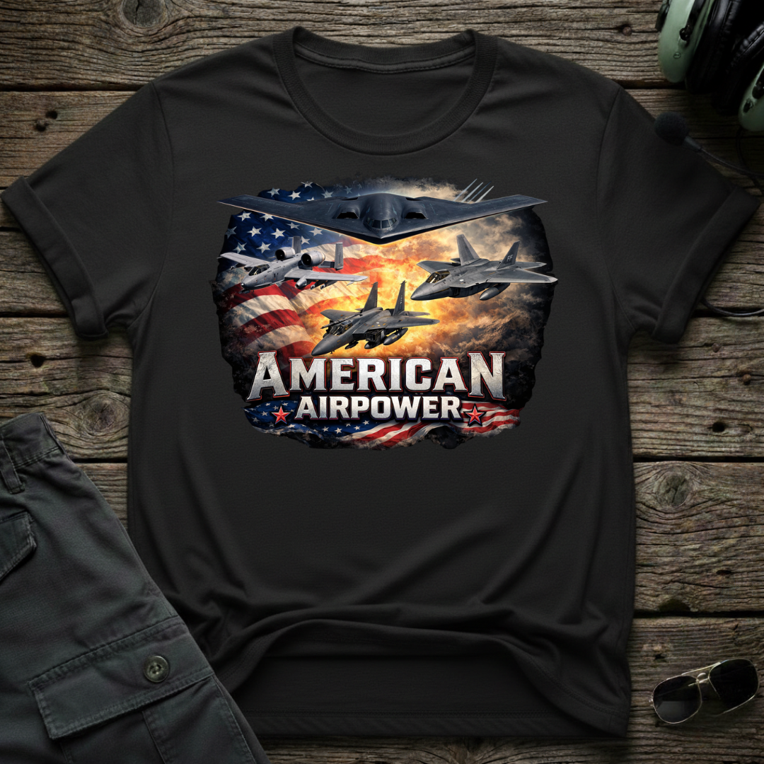 American Airpower lifestyle shot - Gildan 64000 ring-spun cotton aviation shirt