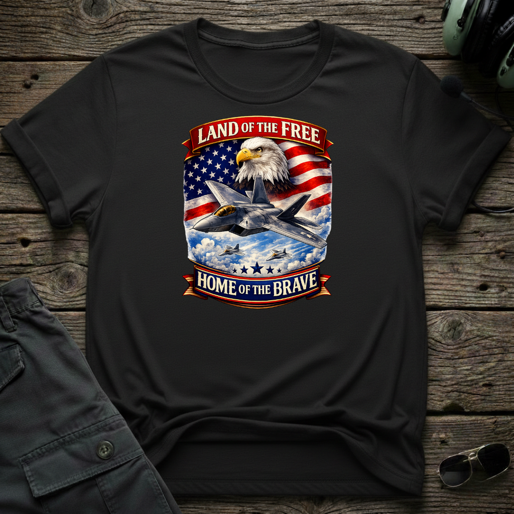 F22 LOF lifestyle shot - Gildan 64000 ring-spun cotton aviation shirt