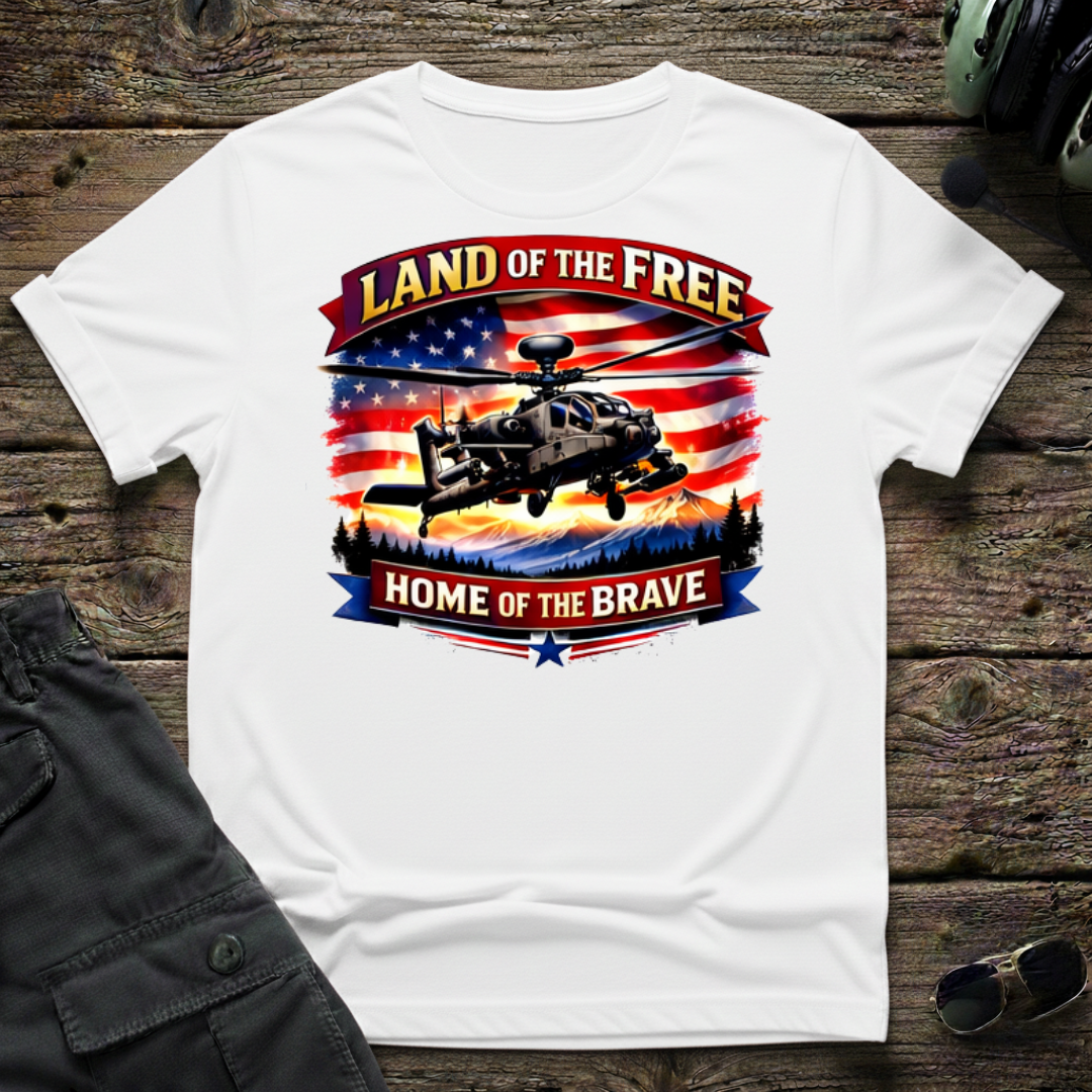 Apache LOF front view - premium aviation tee for pilots