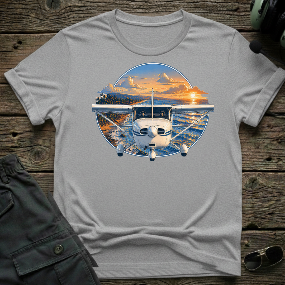 Cessna Beach T-shirt — Cleared4Tees pilot tee