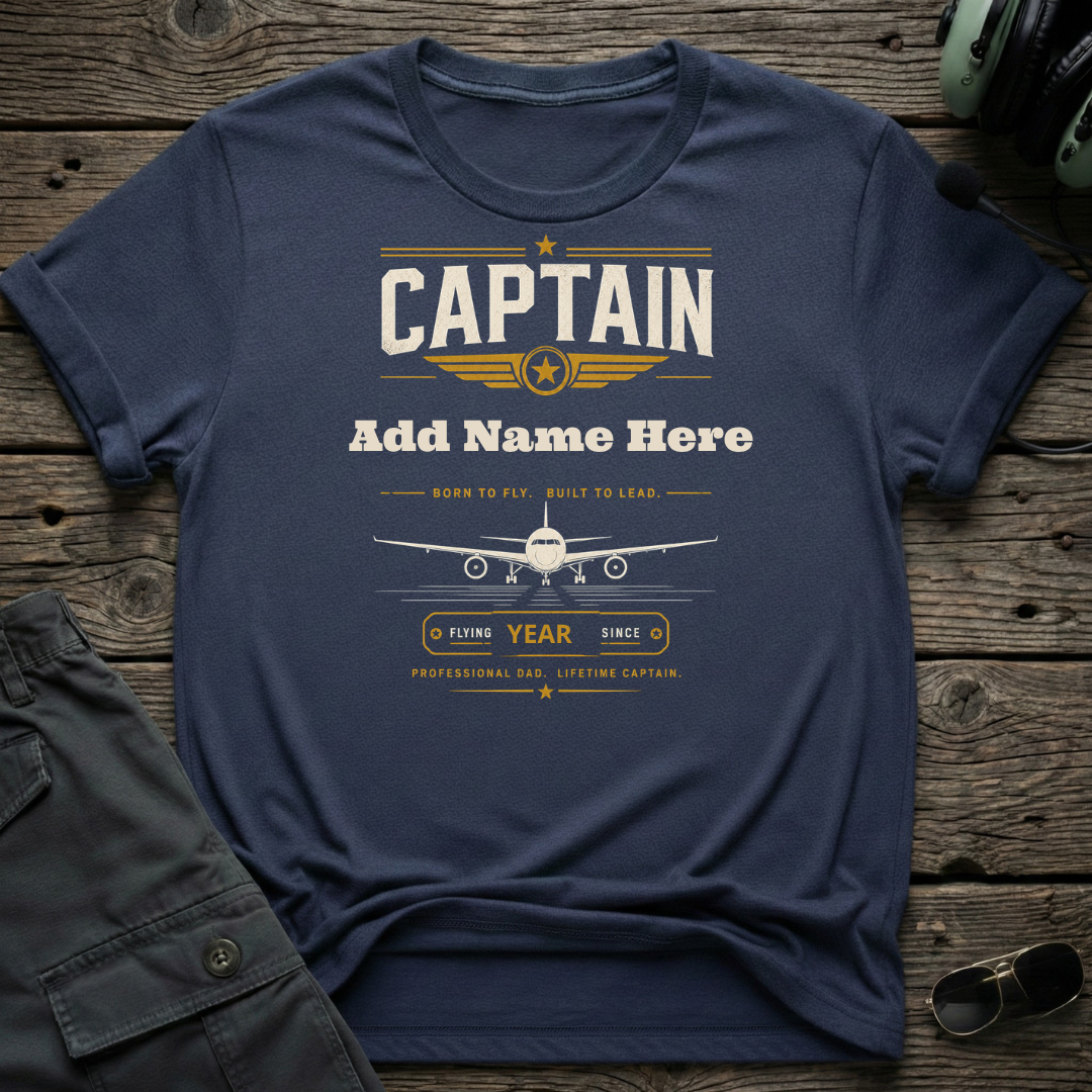 Captain (add name) Pilot -Personalized — t-shirt detail