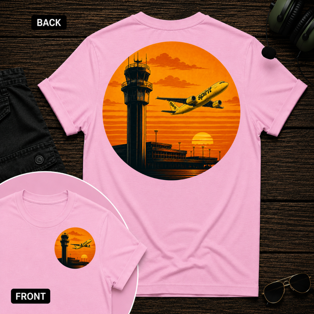 Spirit Airlines Sunset SS 2 Sided T-shirt