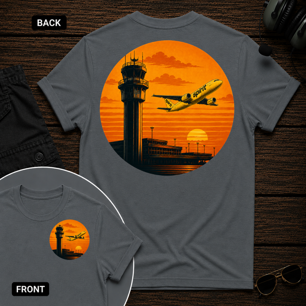 Spirit Airlines Sunset SS 2 Sided T-shirt
