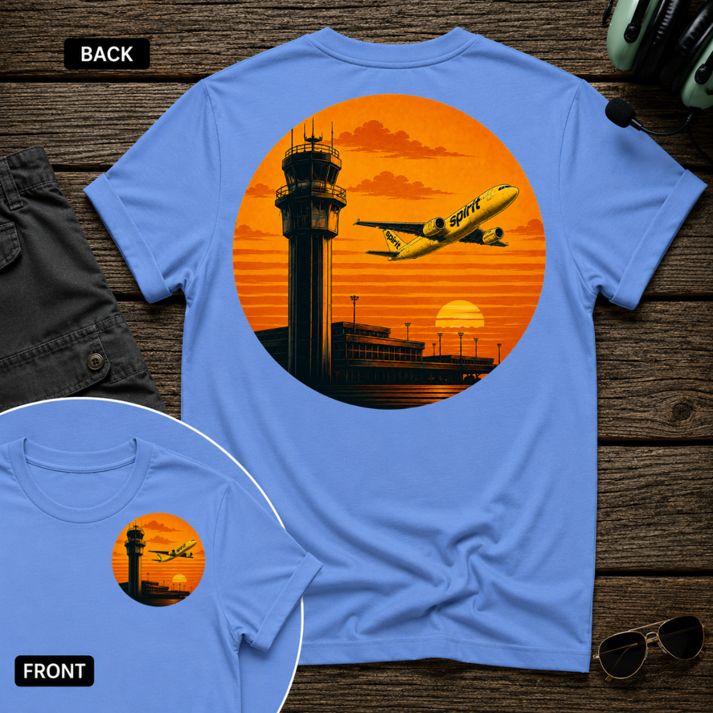 Spirit Airlines Sunset SS 2 Sided T-shirt